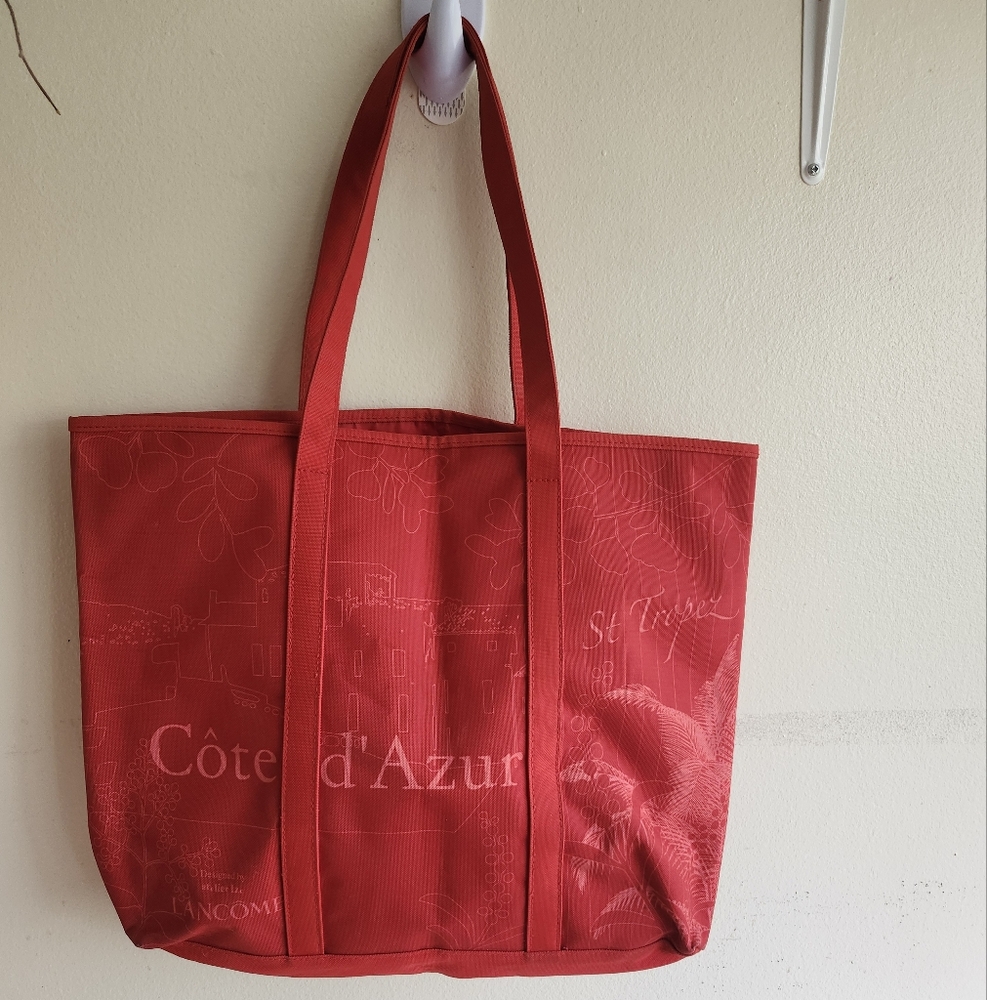 Lancome Accessories Red Cote D'Azur Canvas Tote Bag